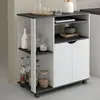 IDMARKET Desserte de cuisine COSI bois blanc et plateau gris L.76 CM