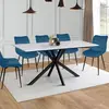 IDMARKET Table à manger rectangle ALASKA 8 personnes effet marbre blanc et pied araignée métal 160 cm