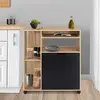 IDMARKET Desserte de cuisine COSI bois façon hêtre et portes noires L.76 CM