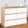 Commode - IDMARKET - TOMI - 6 tiroirs - Bois façon hêtre et blanc