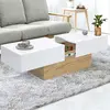 IDMARKET Table basse coulissante MARTA bois imitation hêtre et blanc