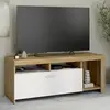 Idmarket - Meuble tv 110 cm malo bois et placard blanc