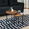 IDMARKET Lot de 2 tables basses gigognes rondes style industriel bois foncé