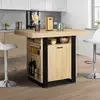 IDMARKET Ilot central PHOENIX 110 cm bois et noir avec rangements