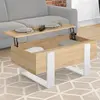 IDMARKET Table basse plateau relevable PHOENIX bois et blanc