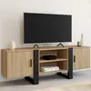 IDMarket Meuble Tv Phoenix Xl 2 Portes Bois Et Noir 140 Cm