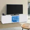 IDMARKET Meuble TV ELI blanc étagère en verre avec LED 113 cm