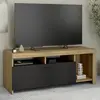IDMARKET Meuble TV MALO bois et placard noir 110 cm