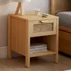 IDMARKET Lot de 2 tables de chevet EDHEN 1 tiroir avec niche cannage et bois