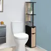 IDMARKET Meuble WC étagère bois WILLY 2 portes noir et hêtre