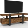 IDMarket Meuble Tv 140 Cm Noir Et Bois Effet Vieilli Avec Rangement