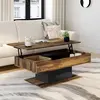 IDMARKET Table basse bois effet vieilli et noir