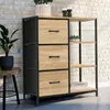 IDMARKET Buffet d'appoint 3 tiroirs et étagères 70 cm UTAH design industriel