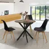 IDMARKET Table à manger ronde bois foncé et noir 80 cm