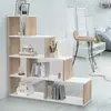 IDMARKET Bibliothèque escalier LINA bois façon hêtre et blanc