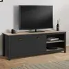 IDMARKET Meuble TV 140 cm vintage ISIS bois et noir