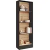 IDMARKET Etagère bibliothèque CARLA 5 niveaux noir et effet bois H.190 cm