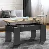 IDMARKET Table basse rectangulaire relevable bois noir et imitation hêtre