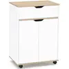 IDMARKET Desserte de cuisine bois blanc avec 1 grand placard + 1 tiroir