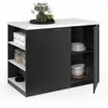 IDMARKET Ilot central de cuisine bois noir et effet marbre