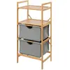 Wenko - Etagère de salle de bain en bambou 2 Tiroirs - H. 96 cm - Gris