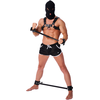 Barre en métal réglable avec menottes en cuir - 35 à 60cm 