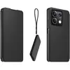 Made For Xiaomi Etui folio noir avec dragonne amovible pour Redmi Note 13 5G