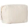 BB & Co Trousse de toilette gaze de coton beige rayé galet