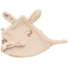 Doudou lapin petit coeur fausse fourrure angora beige et fleurs