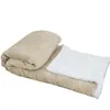 VIVEZEN Couverture, plaid polaire 220 x 240 cm en flanelle et sherpa ultra doux - Beige