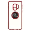 Avizar Coque pour Samsung Galaxy S9 Bi-matière Bague Métallique Support Vidéo rouge