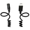 Puluz Adaptateur iPhone vers Jack 3.5mm femelle Cable spirale 1 mètre Noir