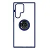 AVIZAR Coque pour Samsung Galaxy S22 Ultra Bi-matière Bague Métallique Support Vidéo bleu