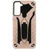 Avizar Coque pour Samsung Galaxy S21 Plus Bi-matière Antichoc Béquille Support Vidéo Rose gold