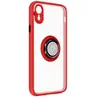 Avizar Coque pour iPhone XR Bi-matière Bague Métallique Support Vidéo Rouge