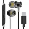 Linq Ecouteurs Filaires USB C Intra-auriculaires Microphone et Boutons Noir