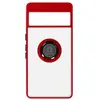 Avizar Coque pour Google Pixel 7 Pro Bi-matière Bague Métallique Support Vidéo Rouge