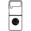 Avizar Coque pour Galaxy Z Flip 4 Bi-matière Bague Métallique Support Vidéo Noir