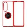 Avizar Coque pour Samsung Galaxy Z Fold 4 Bi-matière Bague Métallique Support Vidéo Rouge