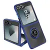 Merkloos / Sans marque Coque pour Samsung Galaxy Z Flip 6 Bague Métallique Support Vidéo Bleu