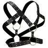 Harnais BDSM pour homme en similicuir et anneaux en métal - Cockring p...