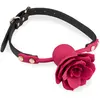 LOVE AND VIBES Gag ball en similicuir avec rose en silicone