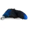 LOVE AND VIBES Plug queue de renard fourrure noire et bleue