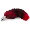 LOVE AND VIBES Plug queue de renard fourrure noire et rouge