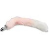 LOVE AND VIBES Plug queue de renard fourrure vegan rose et blanche