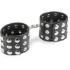LOVE AND VIBES Menottes poignets cuir noir rivets