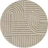 Tapis à reliefs géométriques beige rond - D200 cm
