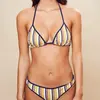 Chloé Stora - Haut de maillot de bain Arielle rayé camel/marine 34