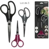 Lot de 3 Ciseaux de Cuisine Inox 19cm Multicolore