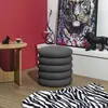 THE HOME DECO FACTORY Pouf 2 en 1 en tissu coloré atome gris foncé
